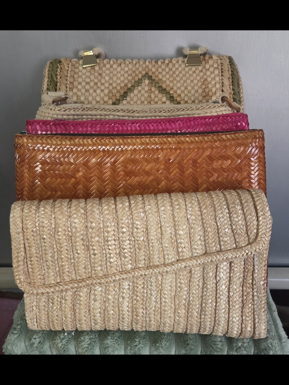Lot Of 5 Straw Woven Bags/Totes/ Clutch